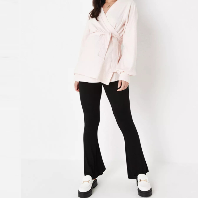 pink maternity rib wrap top