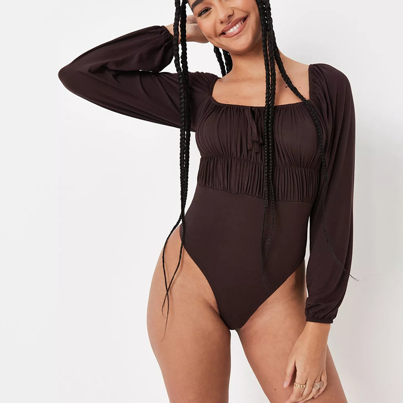 chocolate jersey milkmaid bodysuit