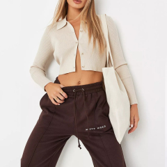 petite sand rib button crop top