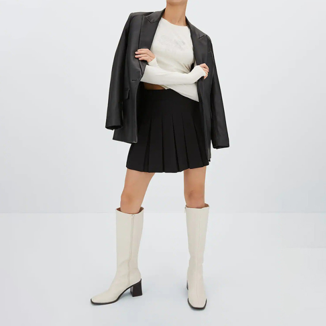 box pleated skirt