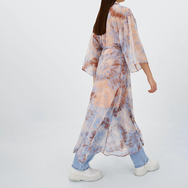 Printed Midi Kimono Dress