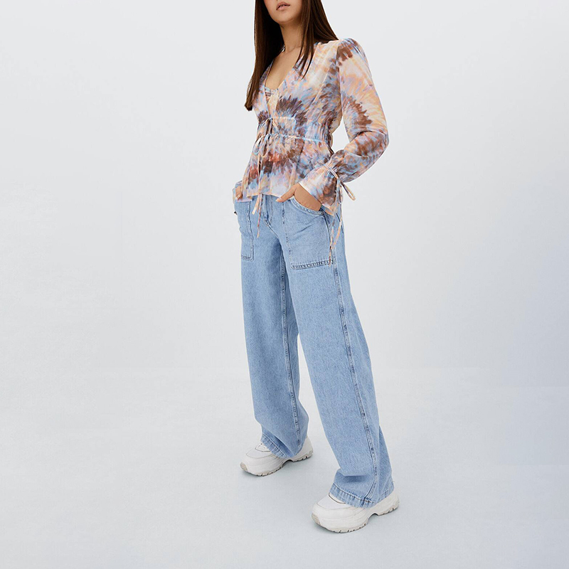 printed mesh blouse
