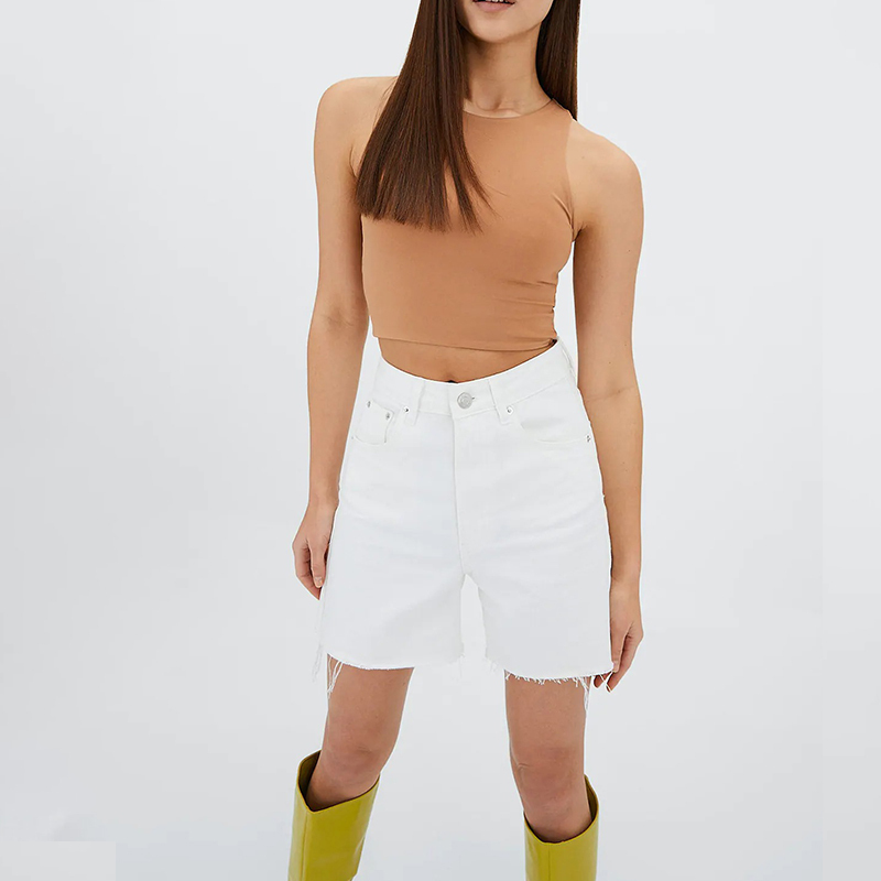 Lengthened Denim Shorts