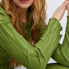 Ruffle Sleeve Pleated T-Shirt Knit Wide-Leg Trousers Set