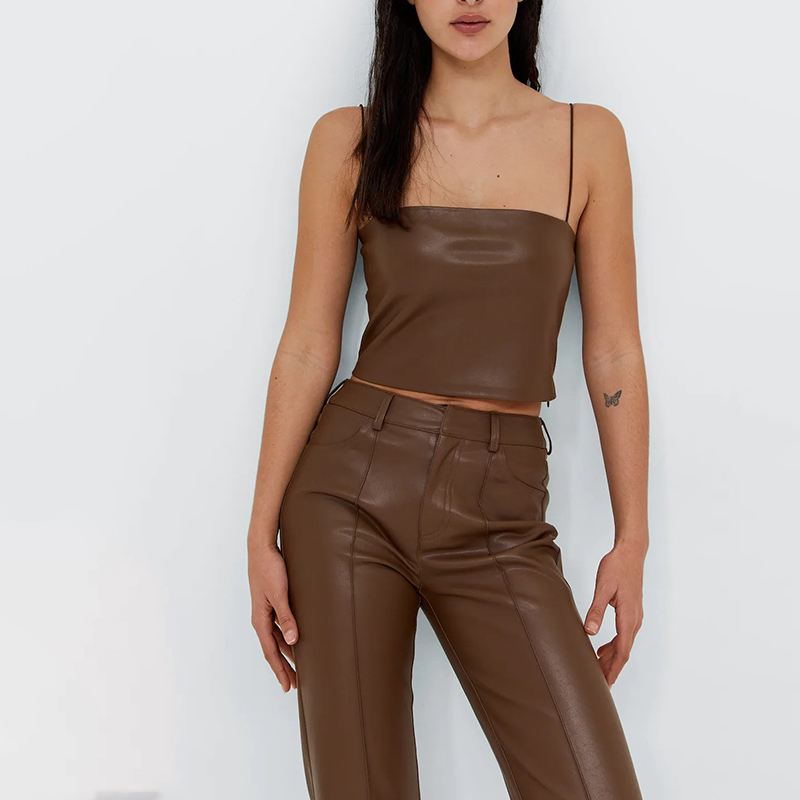 faux leather cropped top