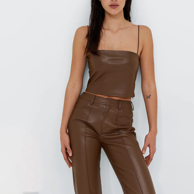 faux leather cropped top