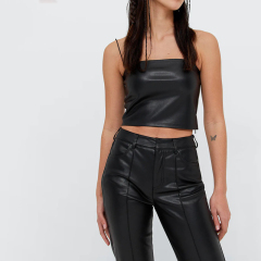 faux leather cropped top