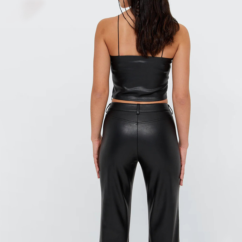 faux leather cropped top