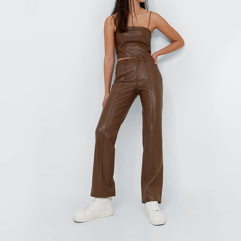 faux leather cropped top