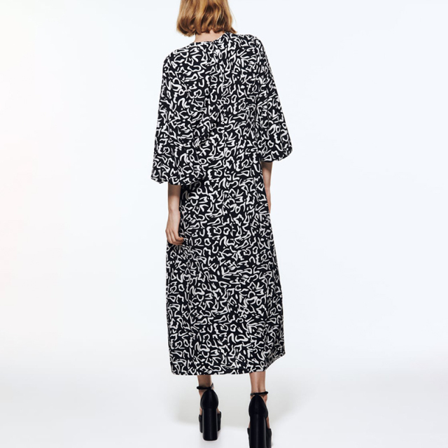 PRINTED MIDI DRESS