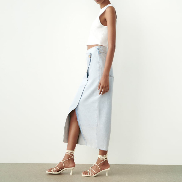 denim midi skirt