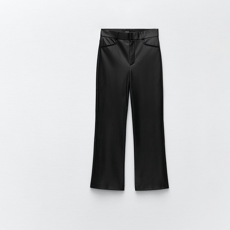 small flared faux leather leggings