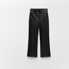 small flared faux leather leggings