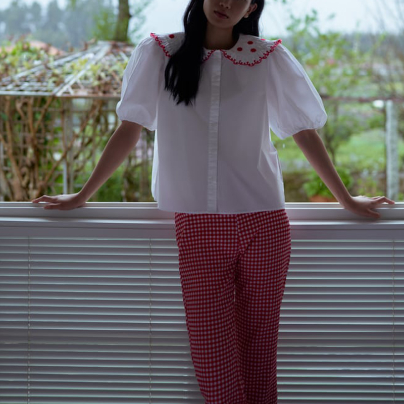 embroidered poplin shirt