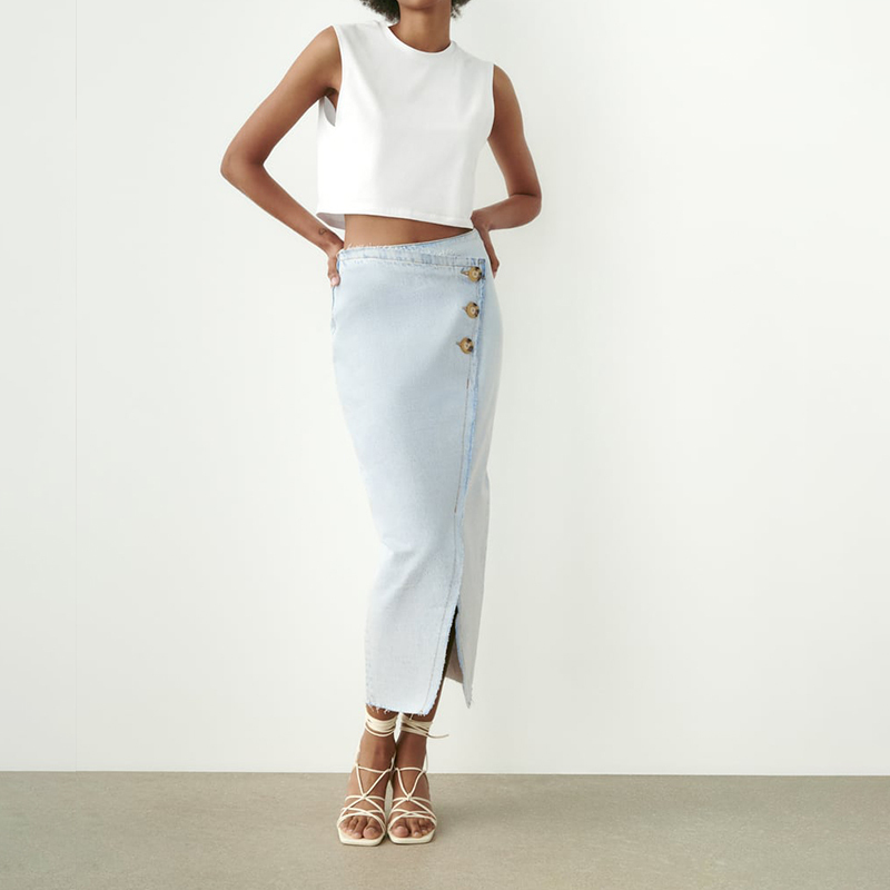 denim midi skirt