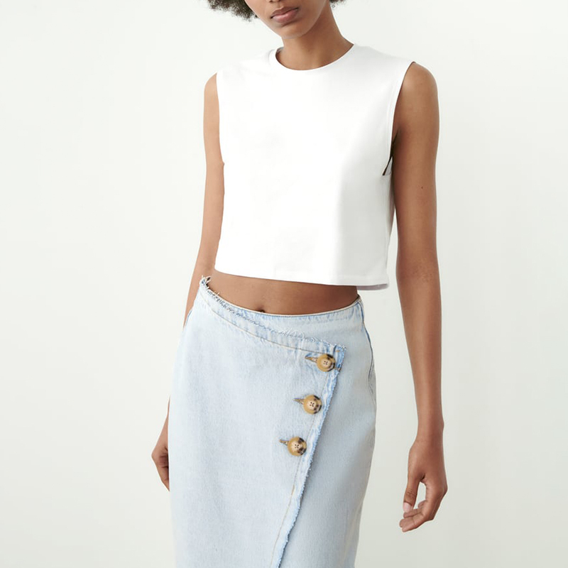 denim midi skirt