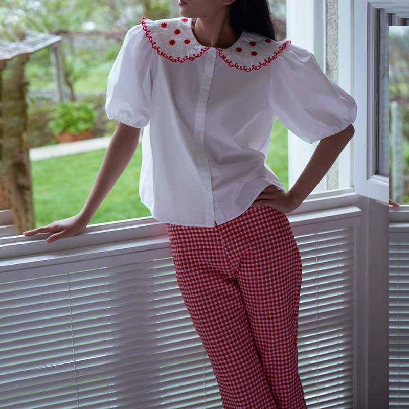 embroidered poplin shirt