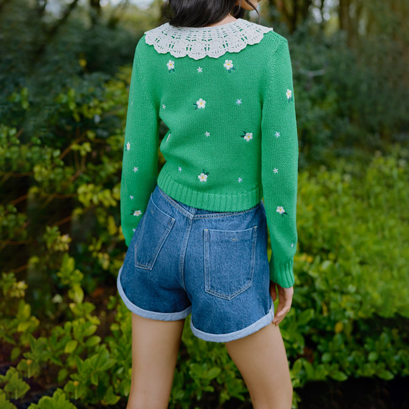 embroidered knitted sweater