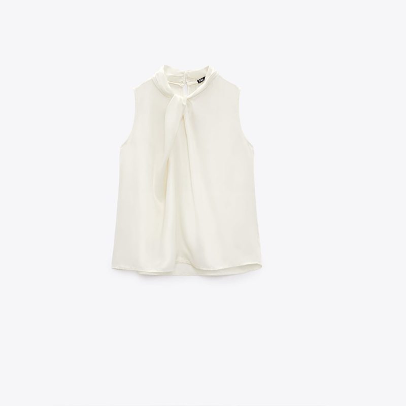 Knotted silk-satin top