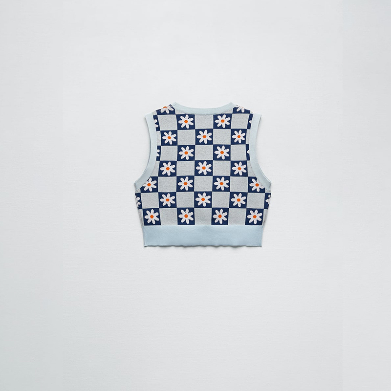 floral jacquard knitted top