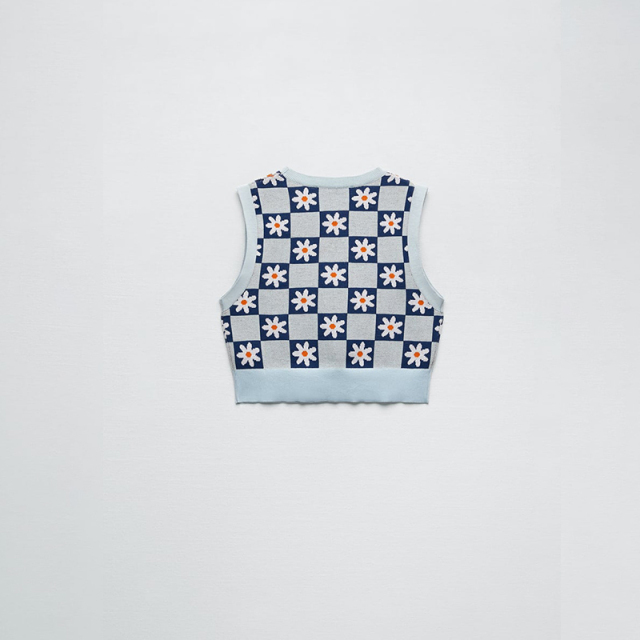 floral jacquard knitted top