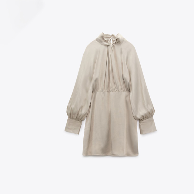 Knotted silk-satin dress