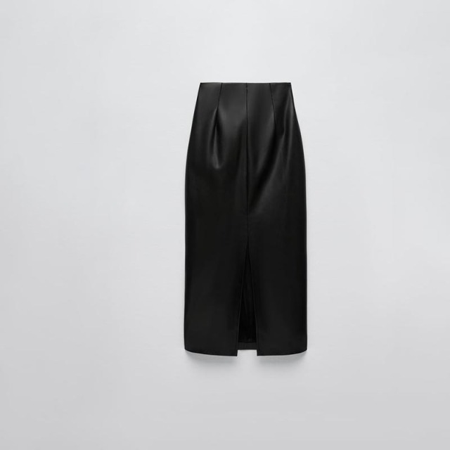 Faux Leather Midi Skirt