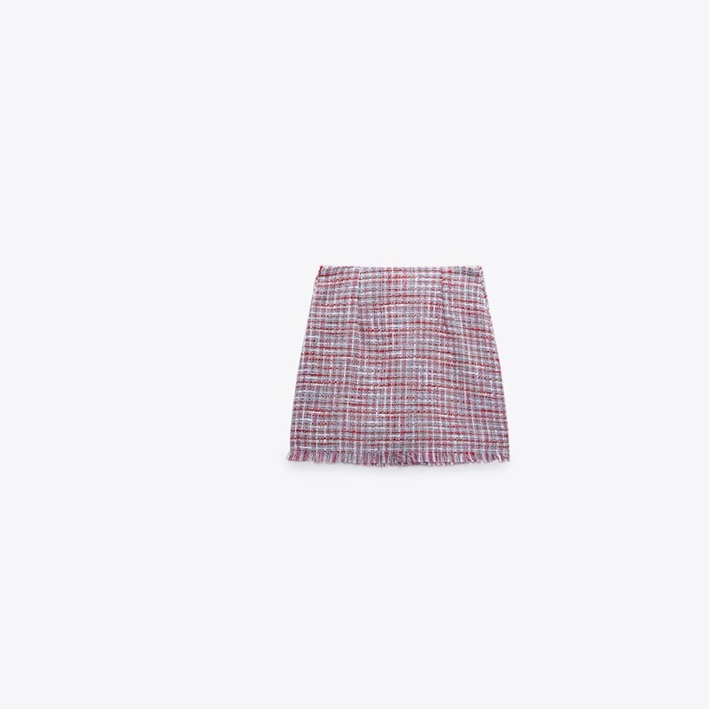 faux pearl button textured skirt