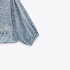 Contrast Embroidered Blouse