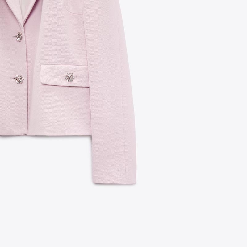 Faux Jeweled Button Casual Blazer