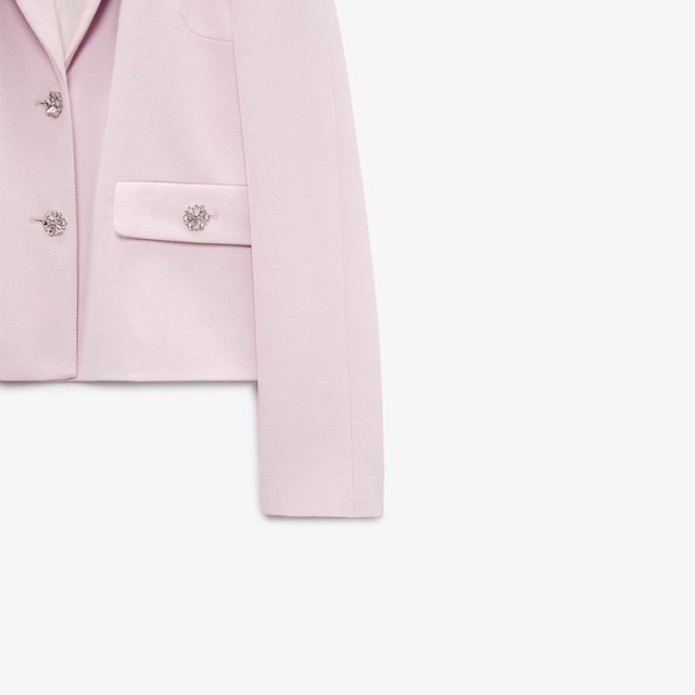 Faux Jeweled Button Casual Blazer
