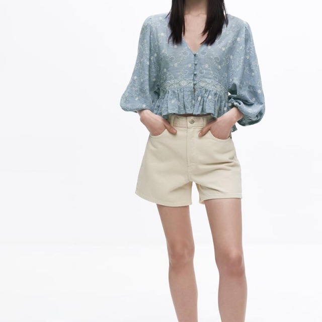 Contrast Embroidered Blouse