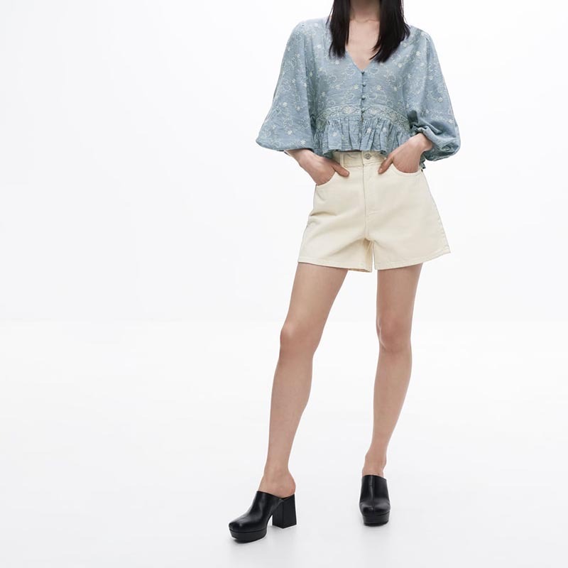 Contrast Embroidered Blouse