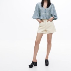Contrast Embroidered Blouse