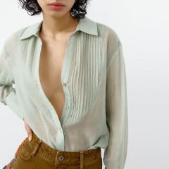 frilled translucent shirt