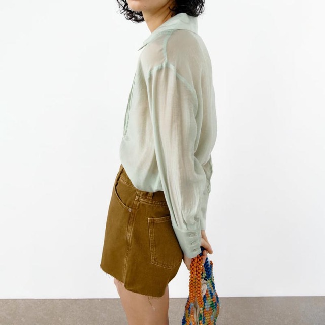 frilled translucent shirt