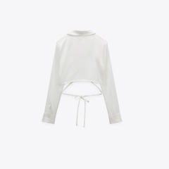 silk-satin cropped shirt