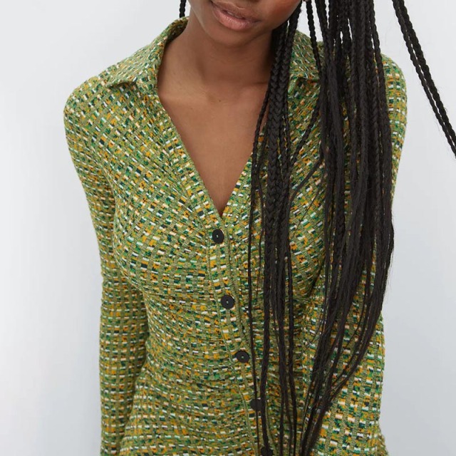Space-dyed gathered POLO shirt dress