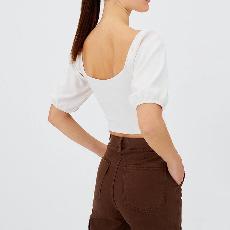Puff-sleeve T-shirt with girdle