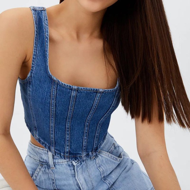 Belted Denim Top