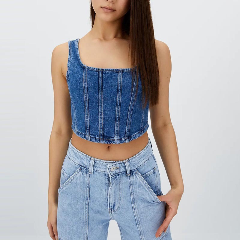 Belted Denim Top