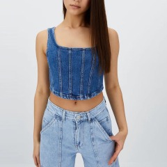 Belted Denim Top
