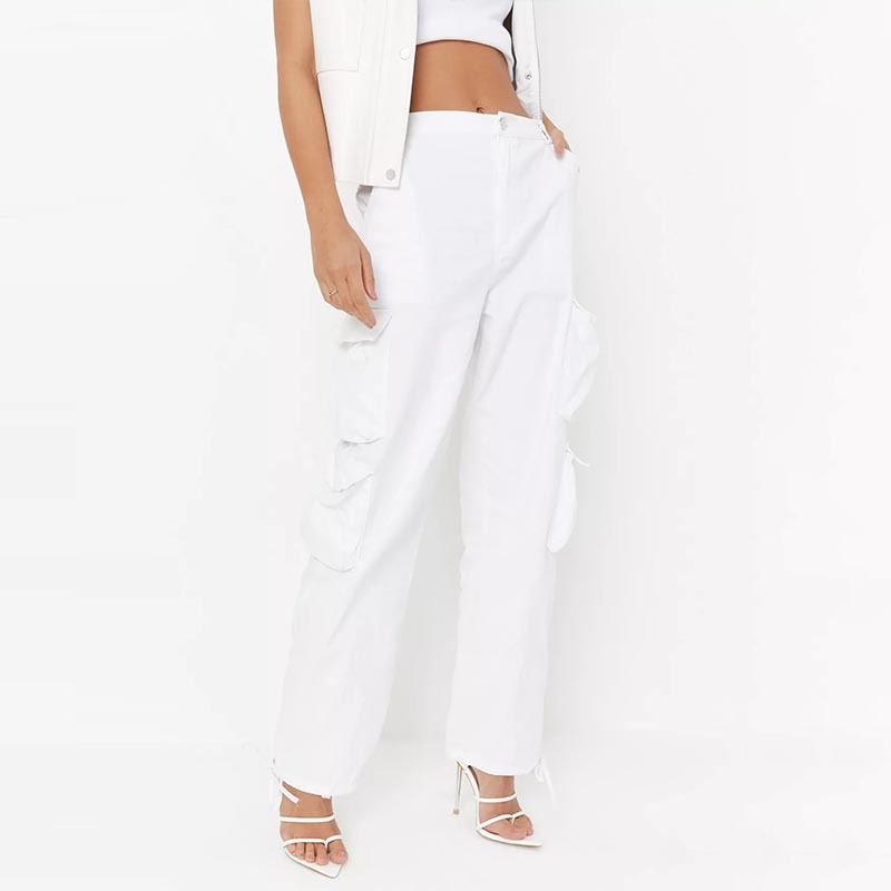 sand strappy drawcord hem pocket cargo trousers