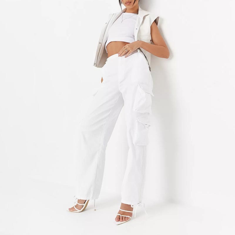 sand strappy drawcord hem pocket cargo trousers