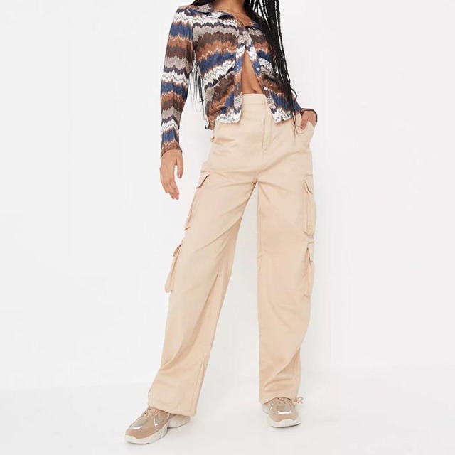 sand strappy drawcord hem pocket cargo trousers