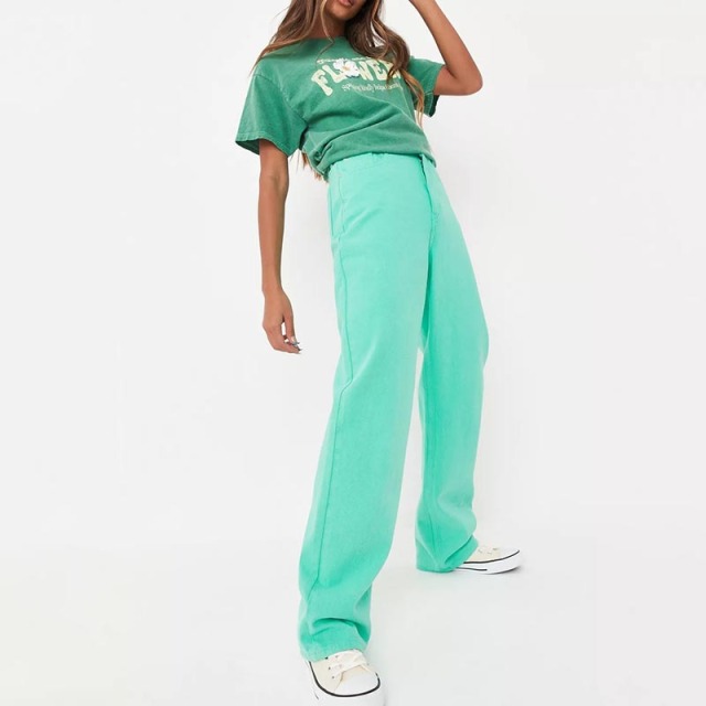 green washed crochet flower oversized t shirt
