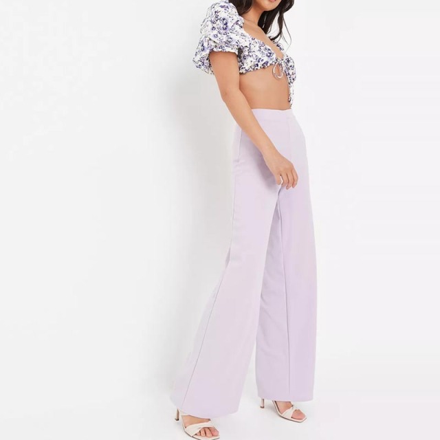 lilac co ord tailored jersey wide leg trousers