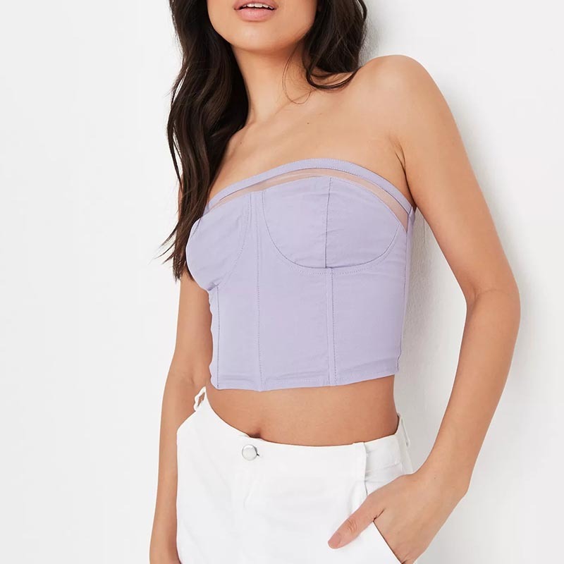 lilac mesh panel corset top