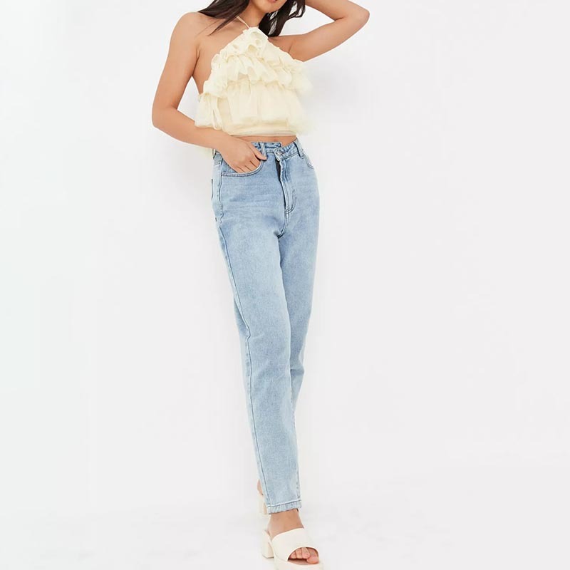 lemon tiered halterneck tulle crop top