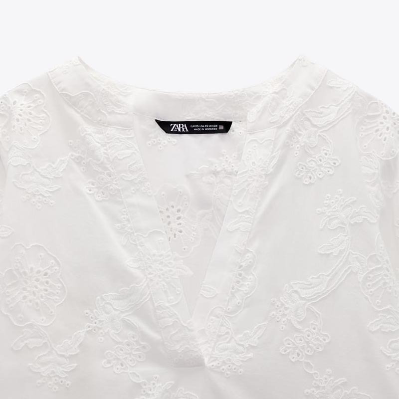 Cutout Embroidered Loose Shirt